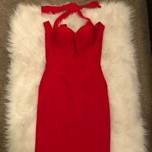Red bandage bodycon dress